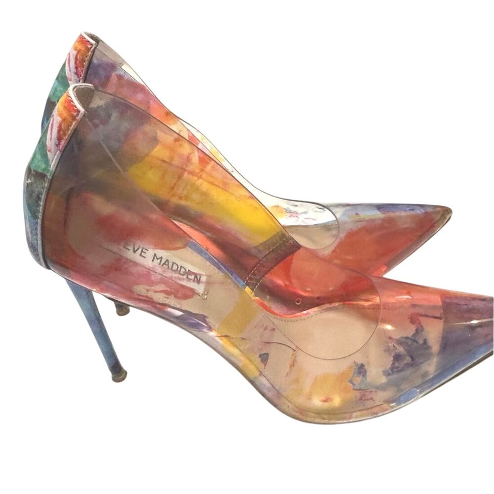 Steve Madden Vala Women’s 8M Clear Multicolor Pointed Toe Stiletto Pumps